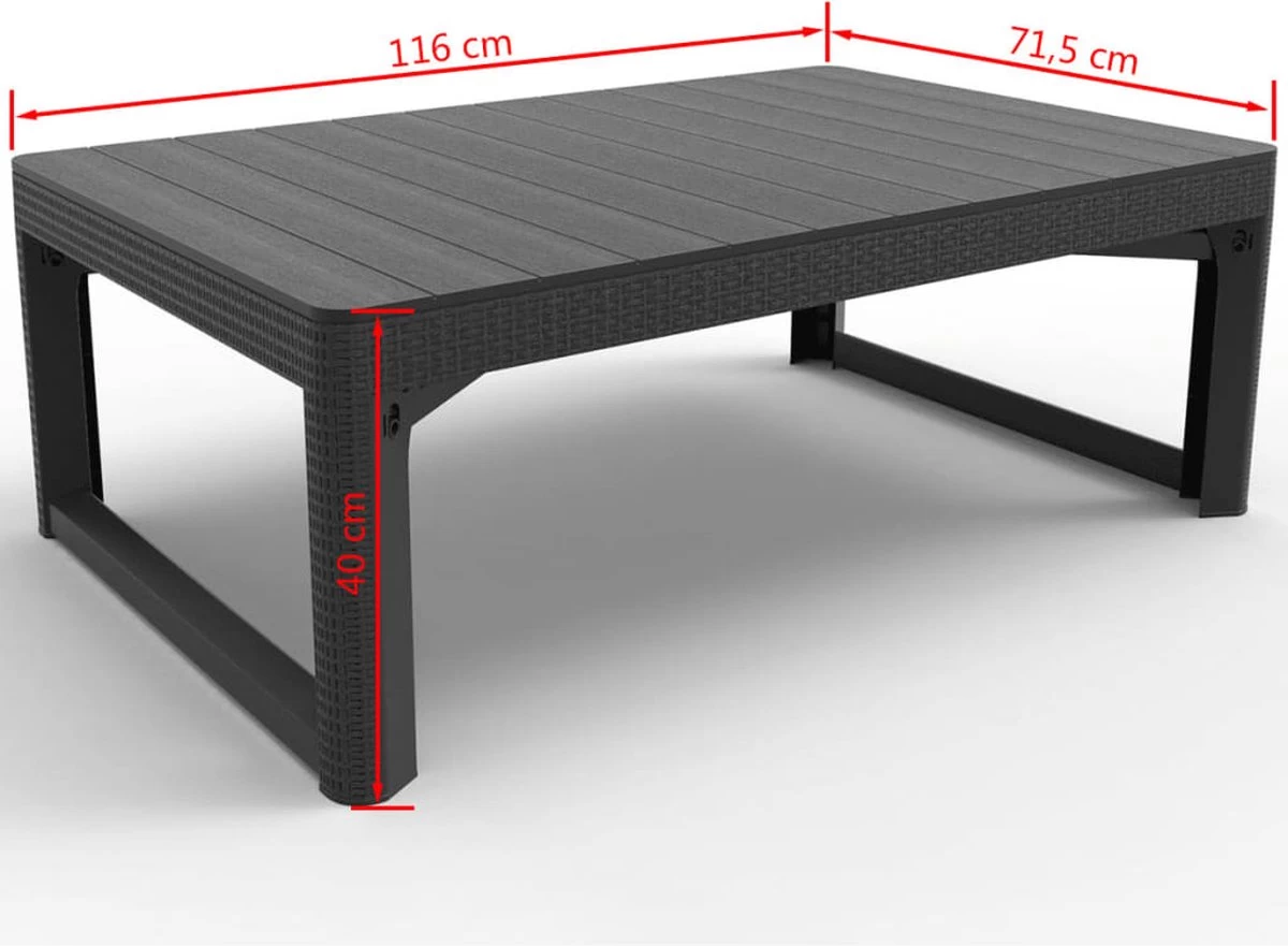 Allibert Lyon Tuintafel - 116x71,5x66/40 Cm - Grafiet - Image 11
