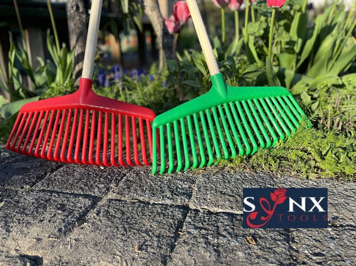 Synx Tools Gazonhark Bladhark 23 Tanden Hark - Harken - Grashark- Gazon - Kunststof Blauw/groen -Met Steel 120cm - Image 4