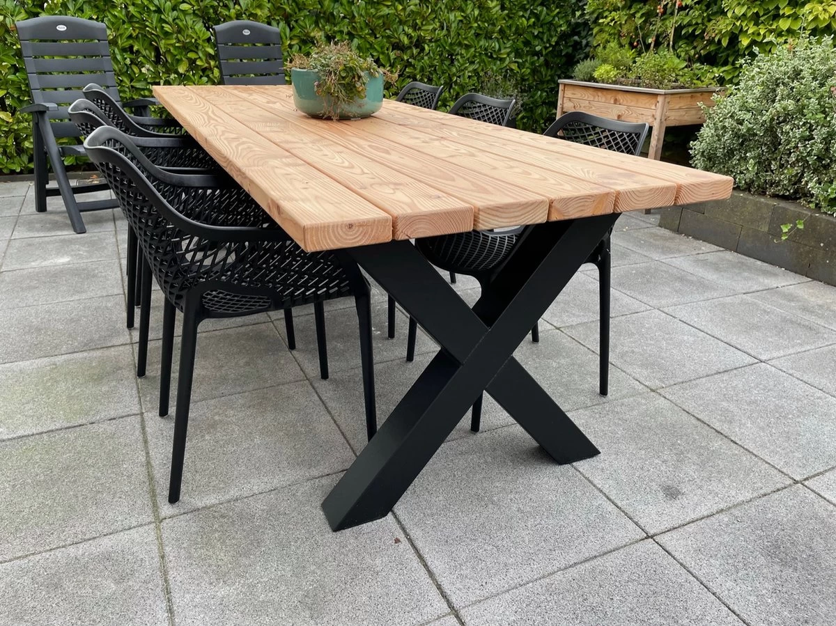 Tuintafel Douglas 220 Cm X 90 Cm | Stalen Poten | + Montage | Duurzame Eettafel | Onderhoudsarm 6-8 Personen | Geschaafd Hout | DuuMaa - Image 3