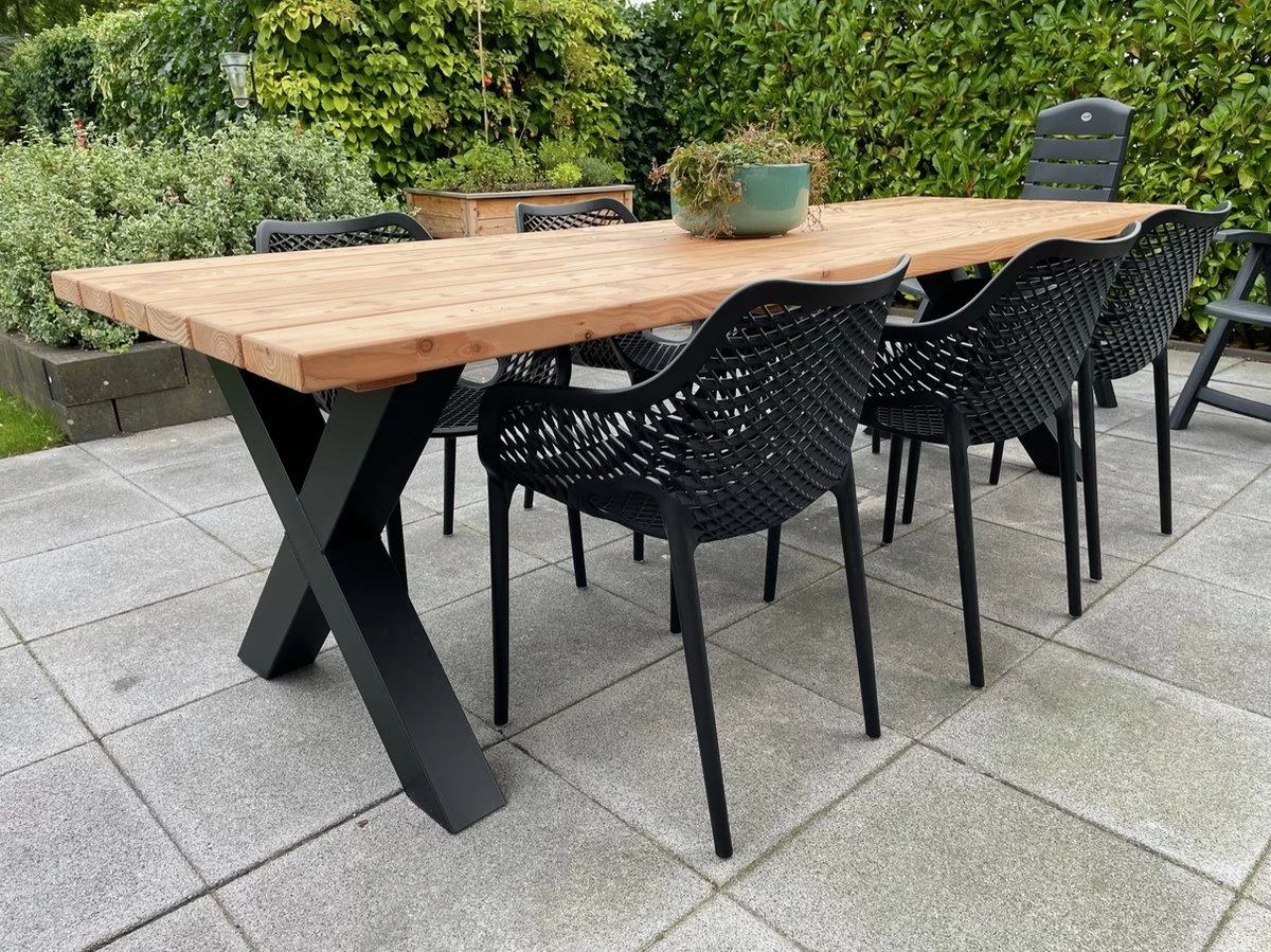 Tuintafel Douglas 220 Cm X 90 Cm | Stalen Poten | + Montage | Duurzame Eettafel | Onderhoudsarm 6-8 Personen | Geschaafd Hout | DuuMaa - Image 4