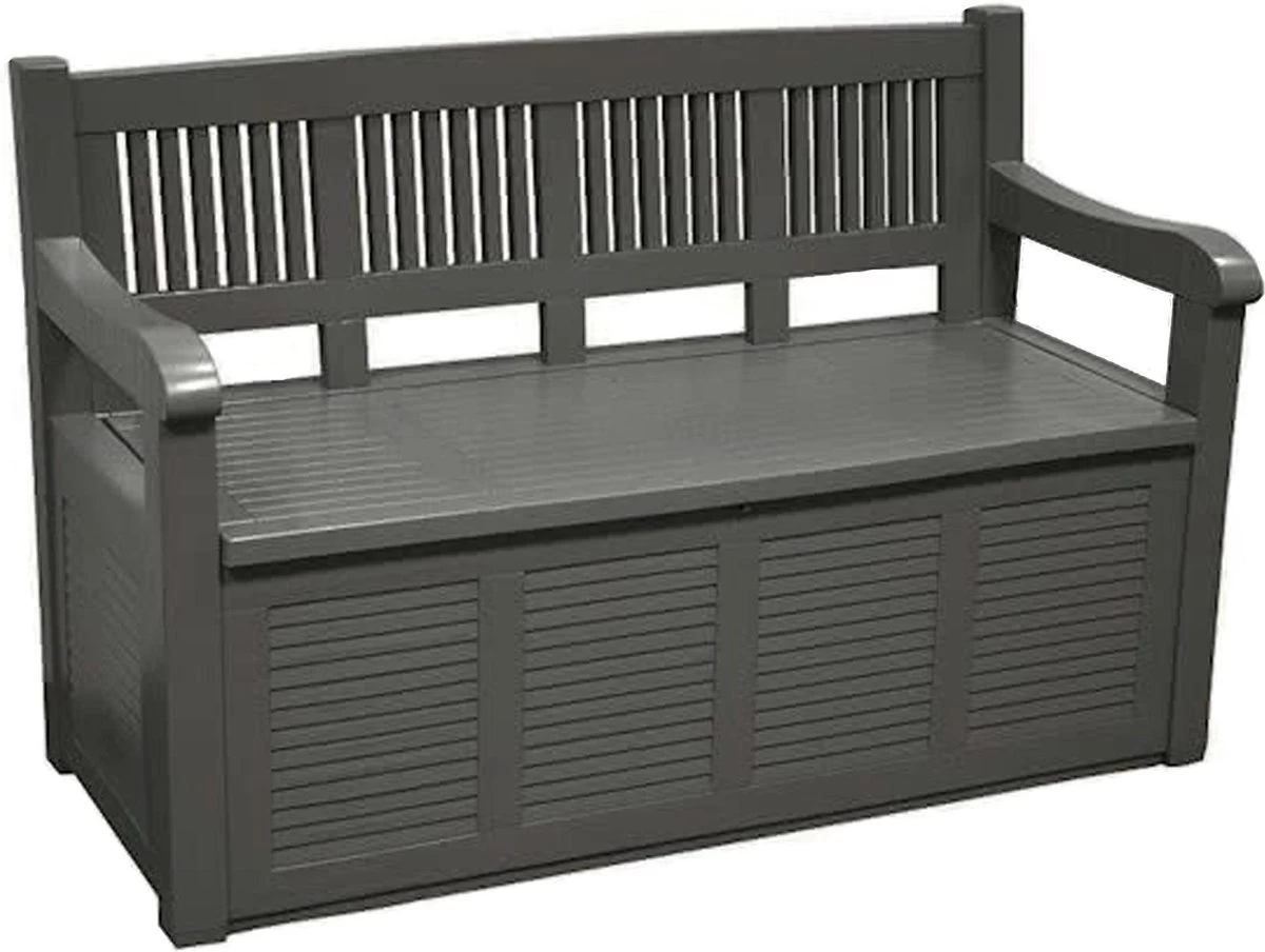 Merkloos Opbergbank Van Kunststof | 130 X 60 Cm | Antraciet - Image 2
