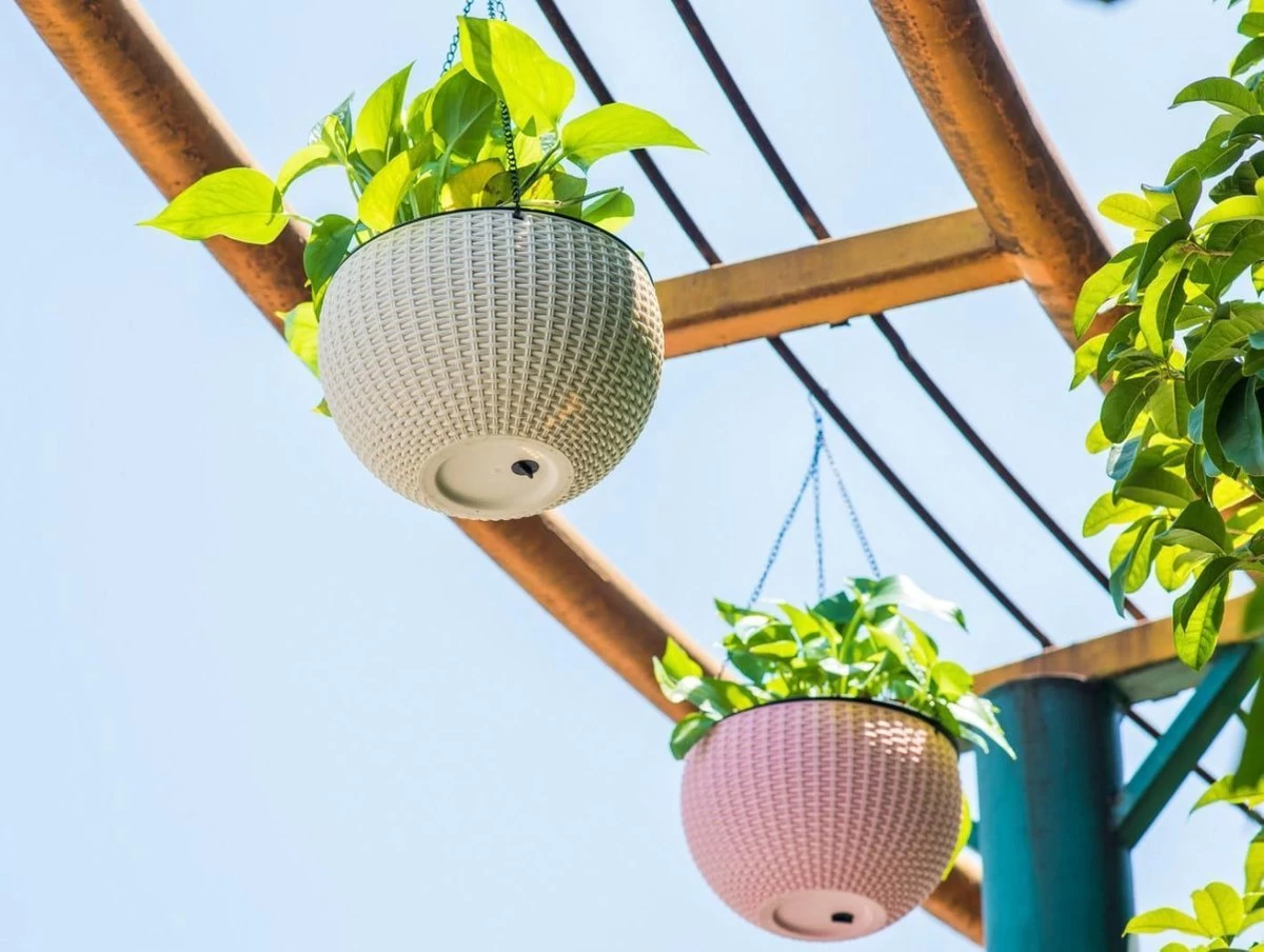 Hangpot Kunststof – Bloempot Hangend – Binnen & Buiten- Plantenhanger –Incl. Afvoerstop – 26 Cm - Zwart - Image 2