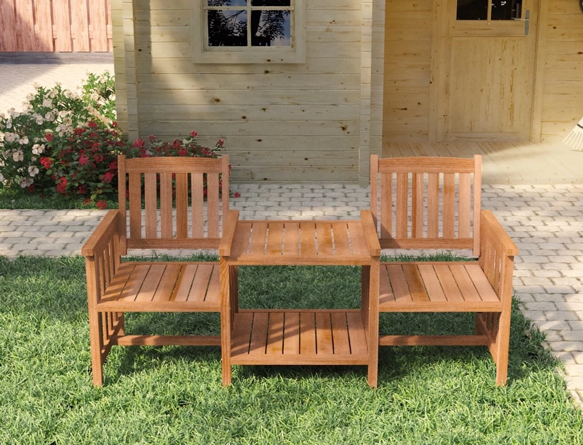 Tuindeco - Tete-a-Tete Houten Tuinbank - Loveseat Van Mahonie Hardhout - Image 2