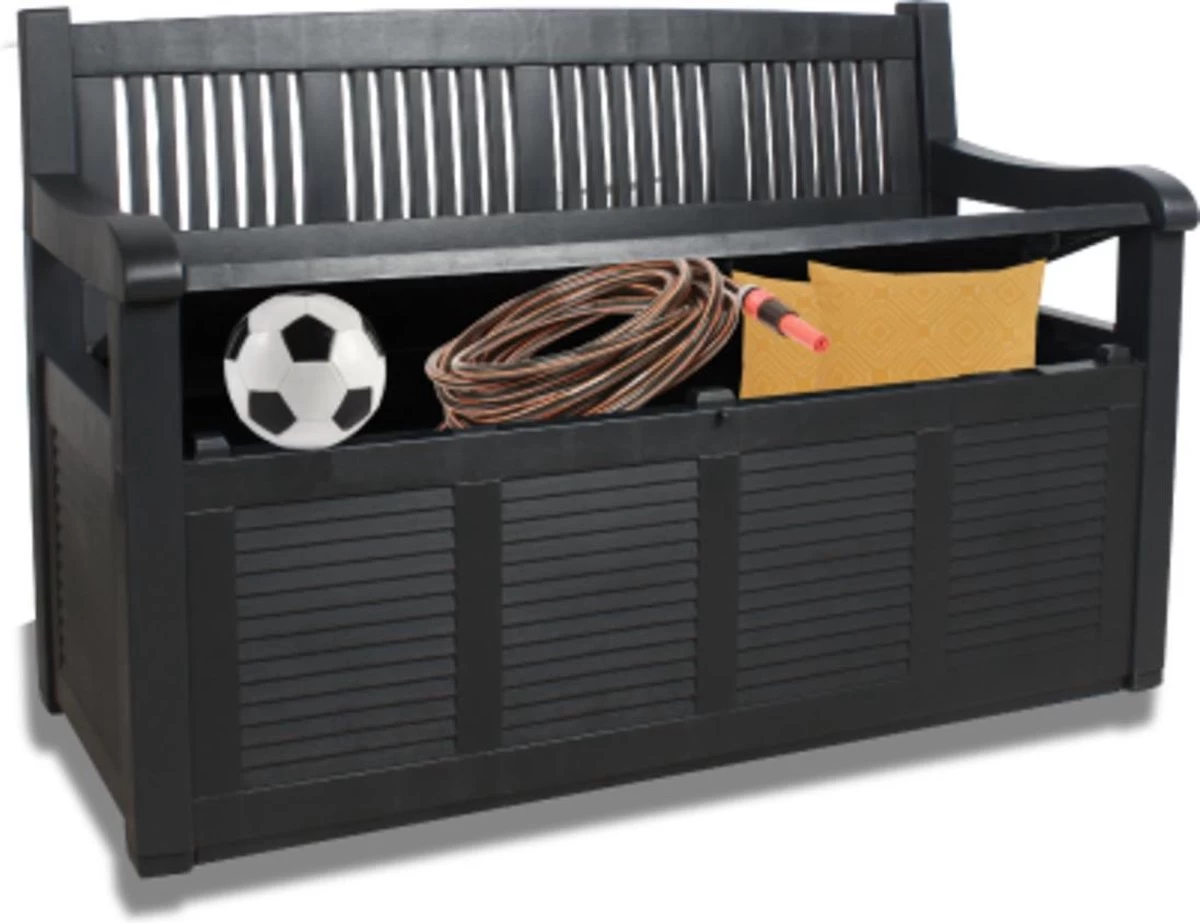Merkloos Opbergbank Van Kunststof | 130 X 60 Cm | Antraciet - Image 7
