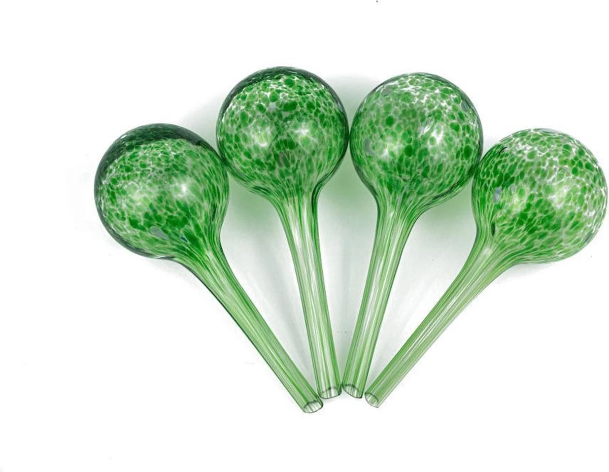 Merkloos Decopatent® 4 Stuks - Waterdruppelaar Voor Planten - Watergever - Glas - Waterbollen - Watergeefsysteem - Plantenbollen - Groen - Image 9
