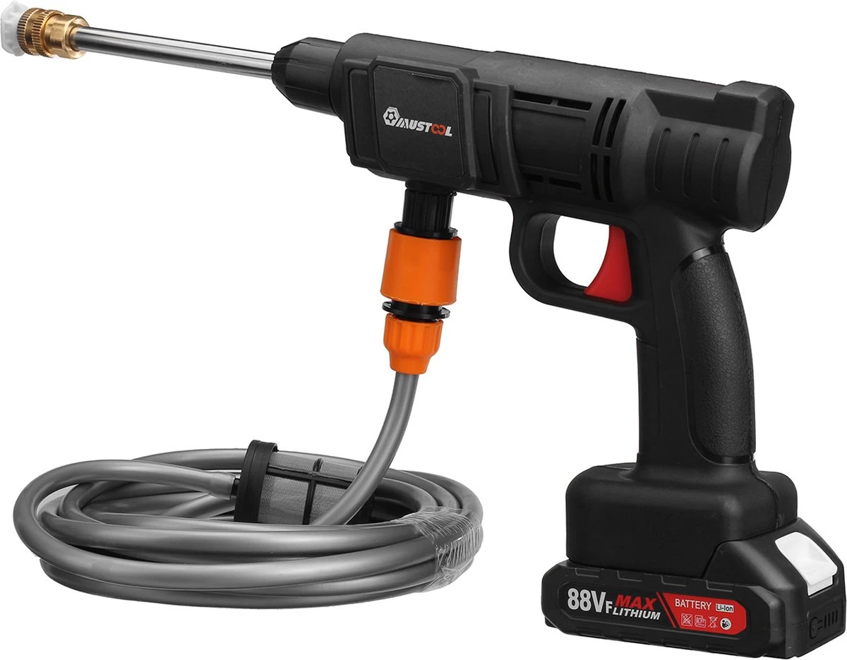 Merkloos Elektrische Accu-Hogedrukreiniger - 1.2mpa - Multifunctioneel Mondstuk - Draagbaar Oplaadbaar Snoerloos - Reinigingsspuitpistool - Met Rijke Accessoires - Voor Auto, Tuin, Terras, Raam - Zwart - Image 11