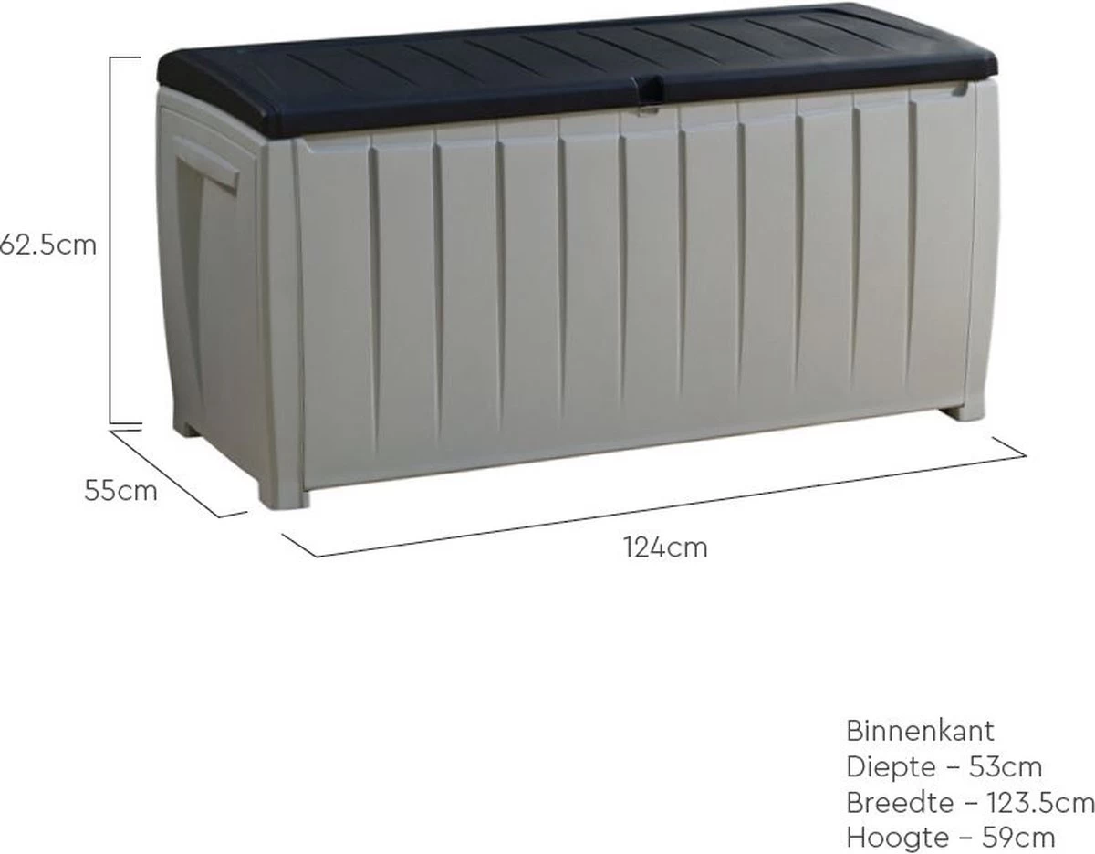 Keter Novel Opbergbox - 340L - 124x55x62.5cm - Grijs - Image 2