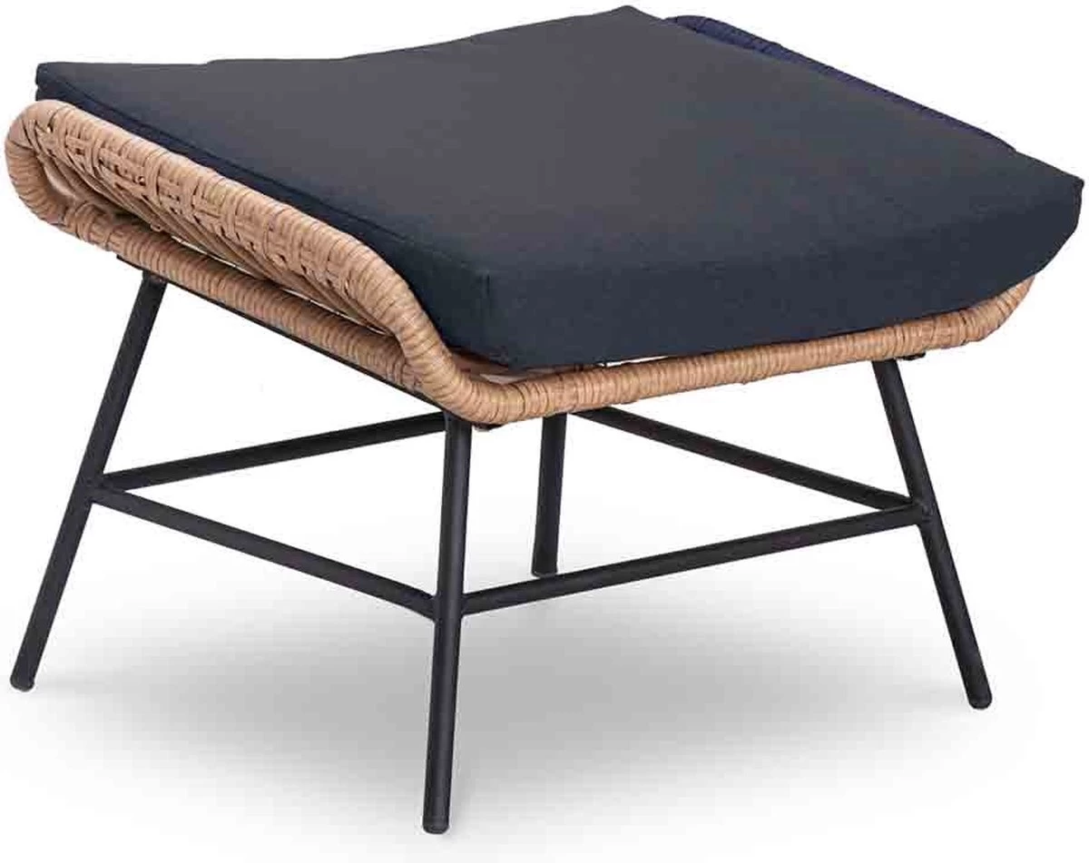 BUITEN Living Dex Wicker Loungestoel Tuin Incl. Wicker Voetenbank | Wicker + Aluminium | Bamboe Antraciet - Image 5