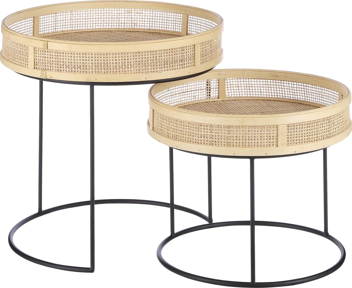 Mica Decorations Leandro Bijzettafel - Set Van 2 - H45 X Ø45 Cm - Zwart - Image 8