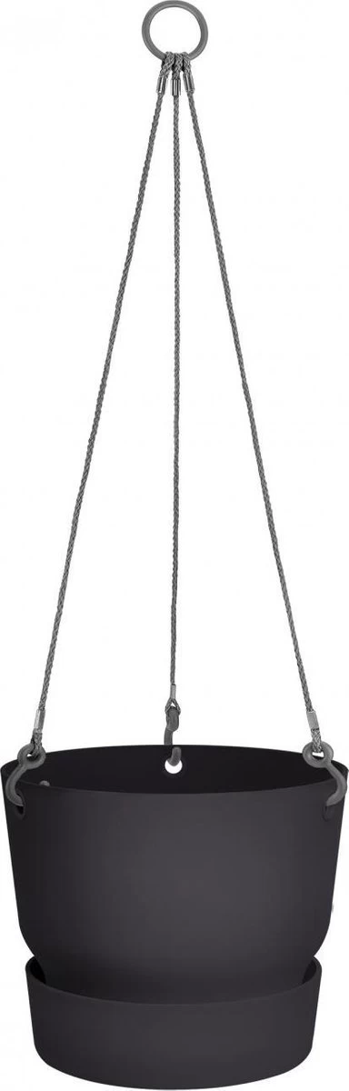 Elho Greenville Hangschaal 24 - Bloempot Voor Balkonbuiten - Ø 23.5 X H 20.5 Cm - Zwart/Living Black