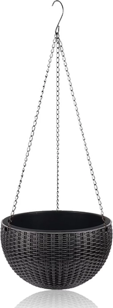 Hangpot Kunststof – Bloempot Hangend – Binnen & Buiten- Plantenhanger –Incl. Afvoerstop – 26 Cm - Zwart