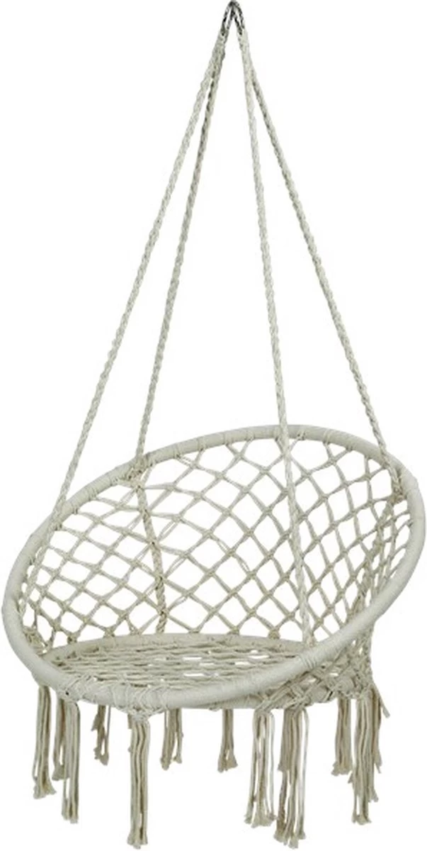 Macramé Hangstoel Beige - Beige Hangstoel - Hangstoel Touw - Hangstoel - Tot 110KG - Eenpersoons Hangstoel - Hang Stoel 1 Persoon - Hangstoel Voor Binnen - Hangstoel Zonder Standaard - Hangstoel Buiten - Image 3