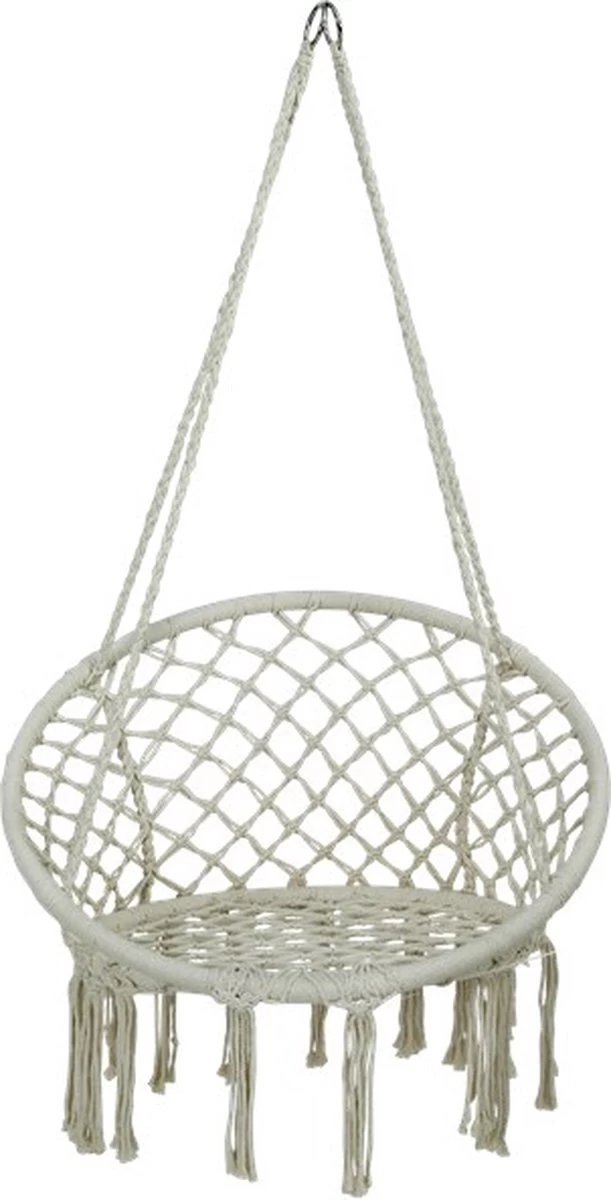 Macramé Hangstoel Beige - Beige Hangstoel - Hangstoel Touw - Hangstoel - Tot 110KG - Eenpersoons Hangstoel - Hang Stoel 1 Persoon - Hangstoel Voor Binnen - Hangstoel Zonder Standaard - Hangstoel Buiten