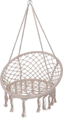 Merkloos Hangstoel Katoen - Beige/Wit - Ø80CM
