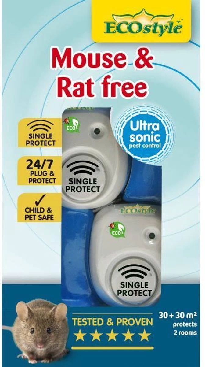 ECOstyle Mouse & Rat Free Tegen Muizen En Ratten - Ecologisch, Vriendelijk & Hyienisch - Veilig Voor Kinderen En Huisdieren - 30 + 30 M² - Voor 2 Kamers - Image 4