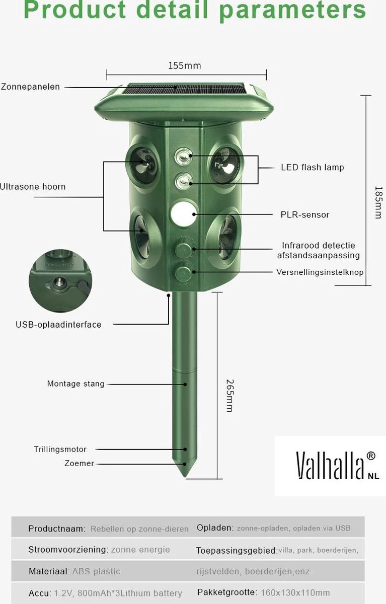 Valhalla NL - Kattenverjager - Ongedierte Verjager - Outdoor - Kunststof - Groen - 16x13x11 Cm - Image 7