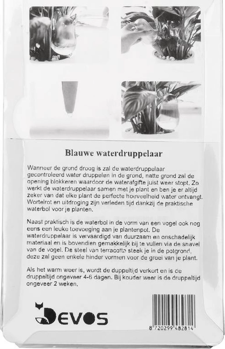 Waterdruppelaar Voor Planten 2 Stuks - Waterbol Kamerplanten - Automatisch Watergeefsysteem - Vogel - Blauw - Image 6