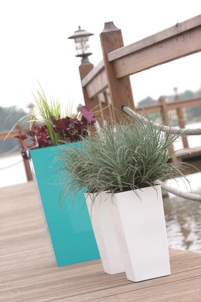 Prosperplast Kunststof Urbi Bloempot/plantenpot Met Binnenpot Wit 32 X 32 X 61 Cm - 21/49 Liter - Hoge Vierkante Bloempotten - Image 5