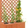 Relaxdays Plantenbak Met Klimrek - Bloembak Trellis - Rankhulp Hout - Voor Klimplanten