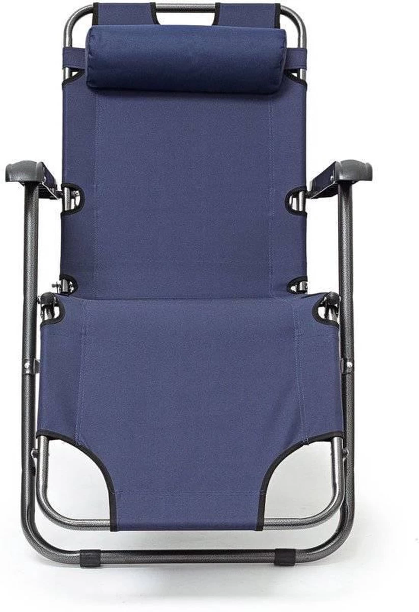 Relaxdays Ligstoel Inklapbaar - Ligbed Met Hoofdsteun - Strandstoel Verstelbaar - Camping - Donkerblauwe - Image 9