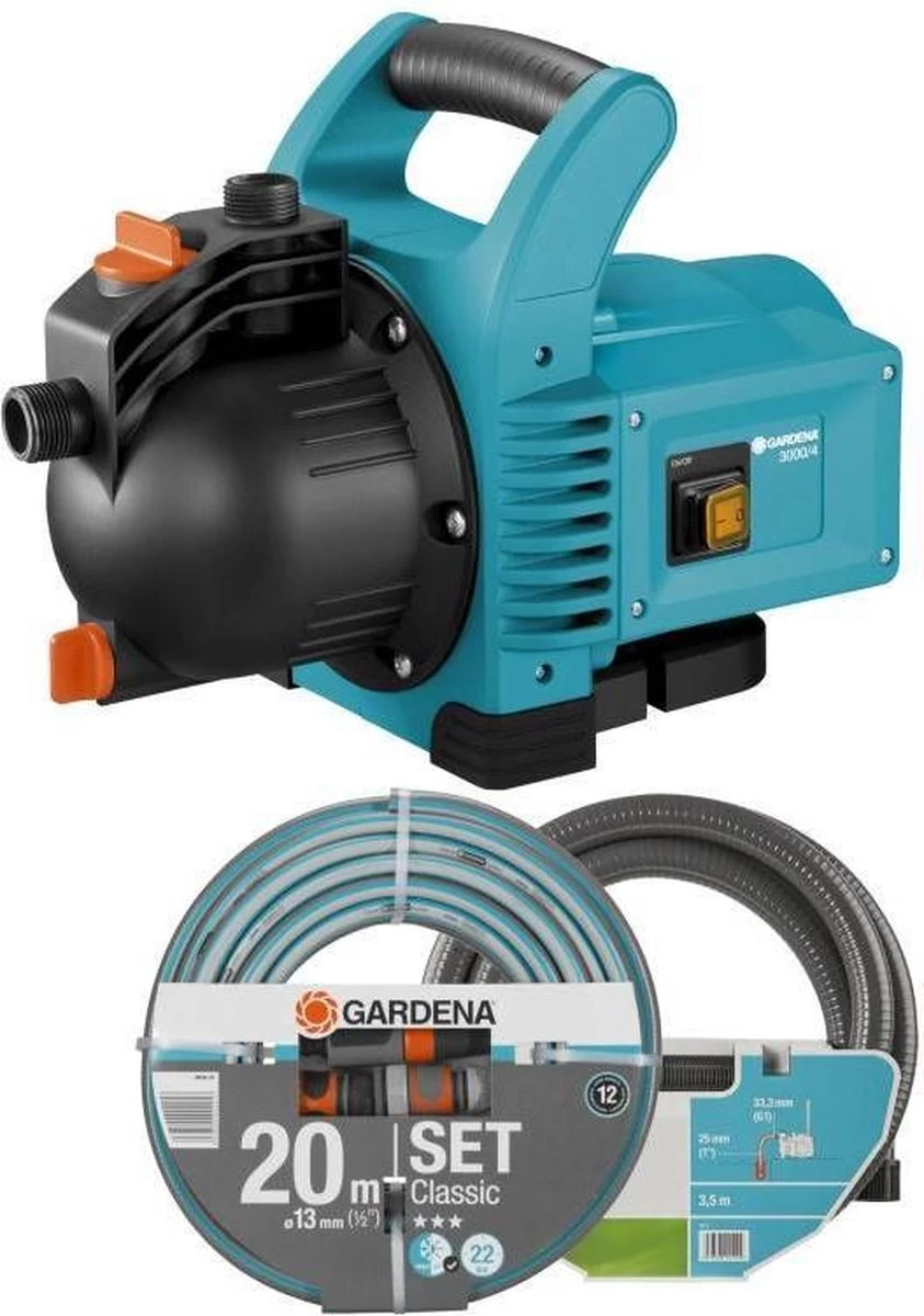 GARDENA - Classic Besproeiingspomp 3000/4 Compleet - Waterpomp - Incl. 3.5 M Aanzuigslang En 20 M Slang - Image 6