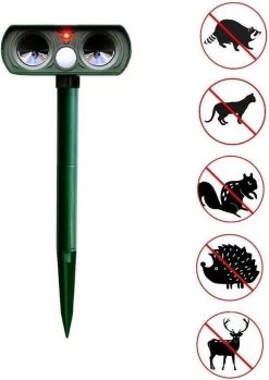 Merkloos Kattenverjager Op Zonneenergie - Kattenschrik - Ultrasone - Marterverjager - Dierenverjager - Groot Bereik - Katten Afweermiddel - Ongedierte Verjager