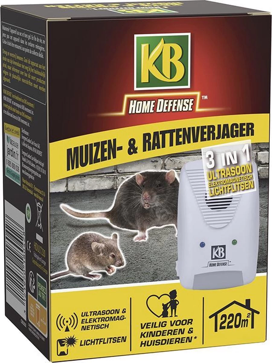 KB Home Defense Ratten- En Muizenverjager - Elektromagnetisch / Ultrasoon / Lichtflits - 220m2 Bereik - Diervriendelijk - Ongedierte Verjager - Image 5