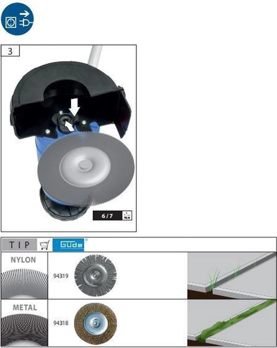 Güde Elektrische Onkruidborstel - Voegenreiniger - 400 Watt - GRF 401 - Image 7