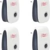 4-Pack Pest Reject Ongedierte Verjager Met Ultrasone Geluiden - Muizenverjager & Marterverjager - Vliegenverjager, Spinnenverjager & Muggenstekker - Pest Reject Ratten Verjagers