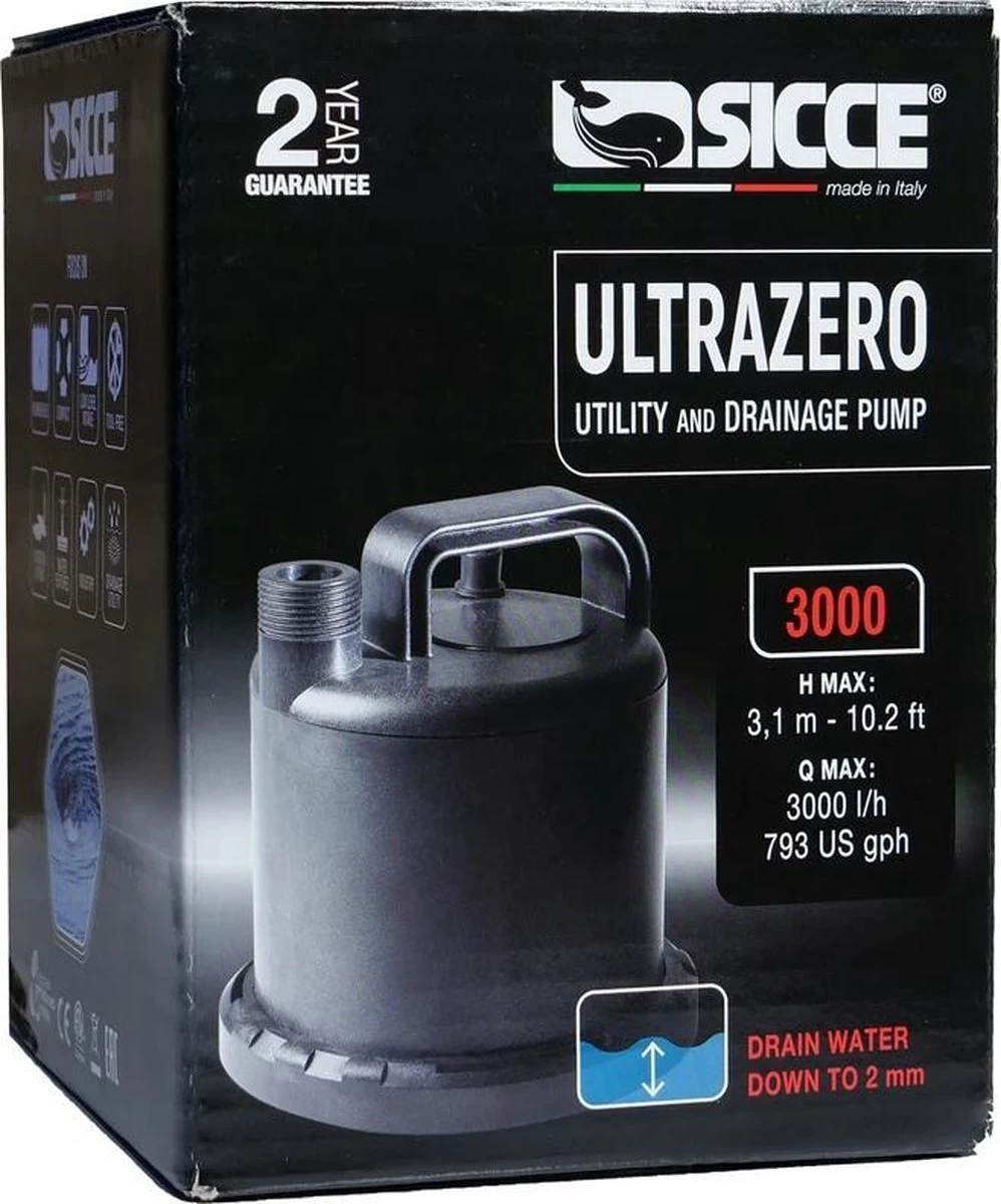 Sicce Ultra Zero - Vlakzuiger - Dompelpomp - Wateroverlast - 3000 L/h - Image 4